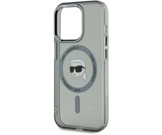Karl Lagerfeld IML Karl Head Metal Frame MagSafe dėklas telefonui Apple iPhone 15 Pro Max juodos spalvos