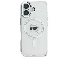 Karl Lagerfeld IML Metal Karl Head MagSafe Apple iPhone 16 - dėklas telefonui baltos spalvos