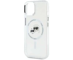 Karl Lagerfeld KLHMP15SHLSKCH Apple iPhone 15 6.1″ baltos spalvos kietas dėklas IML Metal Karl&amp;Choupette Head Mag