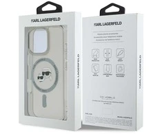 Karl Lagerfeld IML K&amp;CH Heads Metal Frame MagSafe Apple iPhone 16 Pro Max dėklas telefonui juodos spalvos