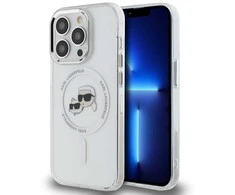 Karl Lagerfeld KLHMP14XHLSKCH Apple iPhone 14 Pro Max 6.7" dėklas telefonui baltos spalvos IML Metal Karl&amp;Choupette Head MagSafe
