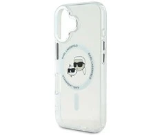 Dėklas Karl Lagerfeld KLHMP16SHLSKCH Apple iPhone 16 6.1" baltos spalvos hardcase IML Metal Karl&amp;Choupette Head MagSa