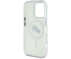 Karl Lagerfeld KLHMP16LHLSKCH Apple iPhone 16 Pro 6.3" baltos spalvos kietas dėklas IML Metal Karl&amp;Choupette Head M