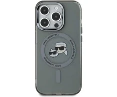 Karl Lagerfeld IML K&amp;CH Heads Metal Frame MagSafe dėklas telefonui Apple iPhone 15 Pro juodos spalvos