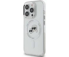 Karl Lagerfeld IML K&amp;CH Heads Metal Frame MagSafe dėklas telefonui Apple iPhone 15 Pro Max skaidrus