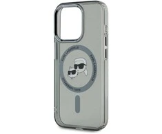 Karl Lagerfeld IML K&amp;CH Heads Metal Frame MagSafe dėklas telefonui Apple iPhone 15 Pro juodos spalvos