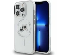 Karl Lagerfeld IML K&amp;CH Heads Metal Frame MagSafe dėklas telefonui Apple iPhone 15 Pro skaidrus