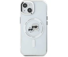 Karl Lagerfeld KLHMP14SHLSKCH Apple iPhone 14 6.1" dėklas telefonui baltos spalvos IML Metal Karl&amp;Choupette Head MagSafe