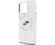 Karl Lagerfeld IML K&amp;CH Heads Metal Frame MagSafe dėklas telefonui Apple iPhone 15 Pro skaidrus