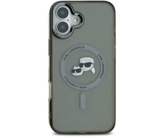 Karl Lagerfeld IML K&amp;CH Heads Metal Frame MagSafe Apple iPhone 16 dėklas telefonui juodos spalvos