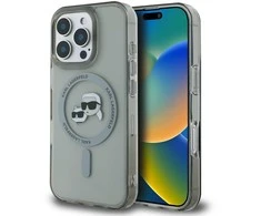 Karl Lagerfeld IML K&amp;CH Heads Metal Frame MagSafe Apple iPhone 16 Pro Max dėklas telefonui juodos spalvos