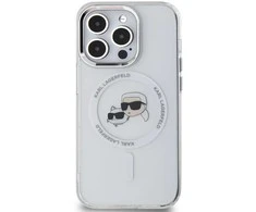 Karl Lagerfeld KLHMP14XHLSKCH Apple iPhone 14 Pro Max 6.7" dėklas telefonui baltos spalvos IML Metal Karl&amp;Choupette Head MagSafe