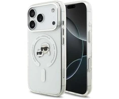 Karl Lagerfeld IML K&amp;CH Heads Metal Frame MagSafe dėklas skirtas Apple iPhone 17 Pro skaidrus