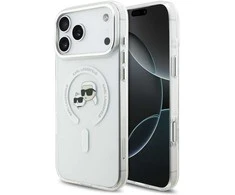 Karl Lagerfeld IML K&CH Heads Metal Frame MagSafe dėklas skirtas Apple iPhone 17 Pro Max skaidrus