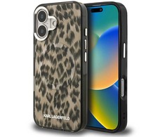 Karl Lagerfeld IML Leopard MagSafe dėklas Apple iPhone 16 rudos spalvos
