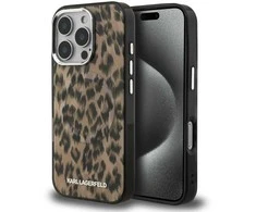 Karl Lagerfeld IML Leopard MagSafe dėklas Apple iPhone 16 Pro Max rudos spalvos