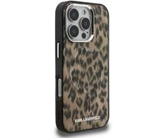 Karl Lagerfeld IML Leopard MagSafe dėklas Apple iPhone 16 Pro rudos spalvos
