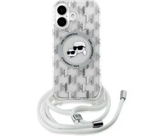 Karl Lagerfeld KLHMP16SHCKCKLCT Apple iPhone 16 6.1" dėklas telefonui skaidrus IML Crossbody Monogram Karl &amp; Choupette Head MagSafe