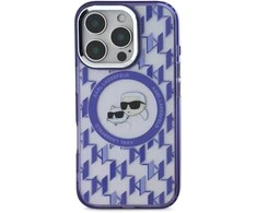 Karl Lagerfeld IML Monogram K&CH Heads MagSafe Apple iPhone 16 Pro dėklas telefonui violetinės spalvos
