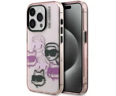 Karl Lagerfeld IML Multi K&CH Heads dėklas Apple iPhone 15 Pro Max rožinės spalvos