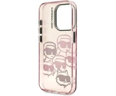 Karl Lagerfeld IML Multi K&CH Heads dėklas Apple iPhone 15 Pro Max rožinės spalvos