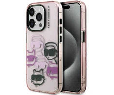 Karl Lagerfeld IML Multi K&CH Heads dėklas Apple iPhone 15 Pro rožinės spalvos