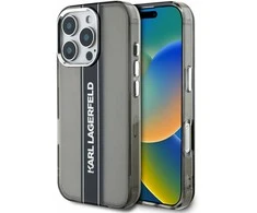 Karl Lagerfeld IML Stripe Logo Apple iPhone 16 Pro dėklas telefonui juodos spalvos