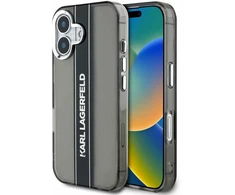 Karl Lagerfeld IML Stripe Logo Apple iPhone 16 dėklas telefonui juodos spalvos
