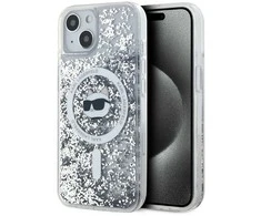 Karl Lagerfeld KLHMP15SLGCHSGH Apple iPhone 15 /14 / 13 6.1″ kietas dėklas skaidrus Liquid Glitter Choupette