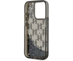 Karl Lagerfeld Liquid Glitter Monogram Gradient dėklas telefonui iPhone 15 Pro Max juodos spalvos