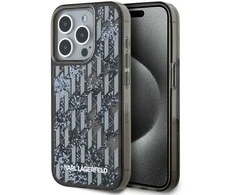 Karl Lagerfeld Liquid Glitter Monogram Gradient dėklas telefonui Apple iPhone 15 Pro Max juodos spalvos
