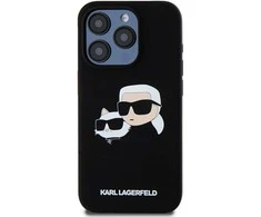 Apple iPhone 15 Pro Karl Lagerfeld dėklas silikoninis Karl &amp; Choupette Magsafe (KLHMP15LSKCHPPLK) juodos spalvos