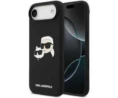 Karl Lagerfeld Liquid Silicone Double Heads MagSafe dėklas skirtas Apple iPhone 17 Air juodos spalvos