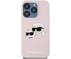 Apple iPhone 15 Pro Karl Lagerfeld dėklas silikoninis Karl & Choupette Magsafe (KLHMP15LSKCHPPLP) rožinės spalvos