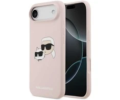 Karl Lagerfeld Liquid Silicone Double Heads MagSafe dėklas skirtas Apple iPhone 17 Air rožinės spalvos
