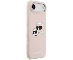 Karl Lagerfeld Liquid Silicone Double Heads MagSafe dėklas skirtas Apple iPhone 17 Air rožinės spalvos