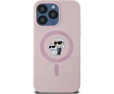 Karl Lagerfeld silikoninis Karl&amp;Choupette Ring MagSafe Apple iPhone 15 Pro Max - dėklas telefonui rožinės spalvos