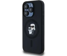 Karl Lagerfeld dėklas skirtas Apple iPhone 15 Pro compatible with MagSafe KLHMP15LSCMKCRHK (Silicone KC Body Ring) juodos spalvos