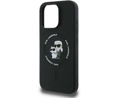Karl Lagerfeld Liquid Silicone Karl and Choupette MagSafe dėklas skirtas Apple iPhone 16 Pro Max juodos spalvos