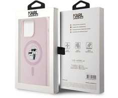 Karl Lagerfeld Liquid Silicone Karl and Choupette MagSafe dėklas telefonui Apple iPhone 14 Pro Max rožinės spalvos