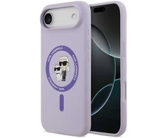 Karl Lagerfeld Liquid Silicone Karl and Choupette MagSafe dėklas skirtas Apple iPhone 17 Air Violetinė