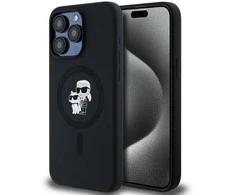 Karl Lagerfeld silikoninis Karl&amp;Choupette Ring MagSafe Apple iPhone 15 Pro Max - dėklas telefonui juodos spalvos