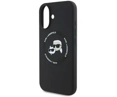 Karl Lagerfeld Liquid silikoninis K&CH Heads MagSafe Apple iPhone 16 dėklas telefonui juodos spalvos