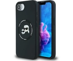 Karl Lagerfeld Liquid silikoninis K&amp;CH Heads MagSafe Apple iPhone 16e dėklas telefonui juodos spalvos