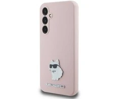 Dėklas Karl Lagerfeld KLHCS23FESMHCNPP S23 FES711 rožinės spalvos Silicone Choupette Metal Pin