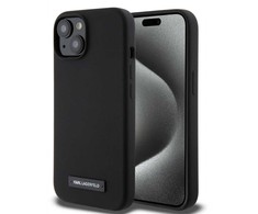 Karl Lagerfeld skysto silikono plokštelė MagSafe dėklas iPhone 15 Juodas