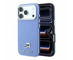 Karl Lagerfeld PU Grained Semi Wrap K&CH Heads Magsafe dėklas skirtas iPhone 18 Pro Mėlyna