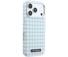 Karl Lagerfeld PU Houndstooth Resin Plate MagSafe dėklas skirtas Apple iPhone 17 Pro Mėlyna