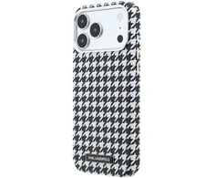 Karl Lagerfeld PU Houndstooth Resin Plate MagSafe dėklas skirtas Apple iPhone 17 Pro Max juodos spalvos
