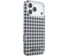 Karl Lagerfeld PU Houndstooth Resin Plate MagSafe dėklas skirtas Apple iPhone 17 Pro Max juodos spalvos